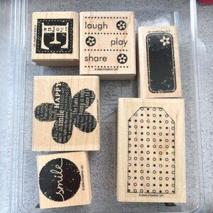 Stampin' Up Be Happy Rubber Stamp Set Of 6 Vintage 2006